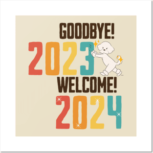 Goodbye 2023 Welcome 2024 Posters and Art